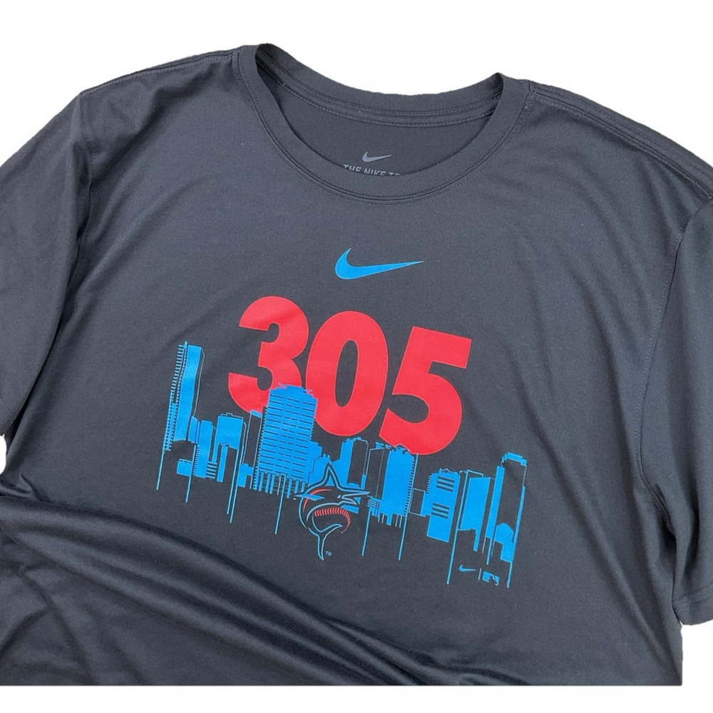 Nike Miami Marlins 305 T-Shirt MLB‎ The Nike Tee Lightweight Graphic Men Sz L